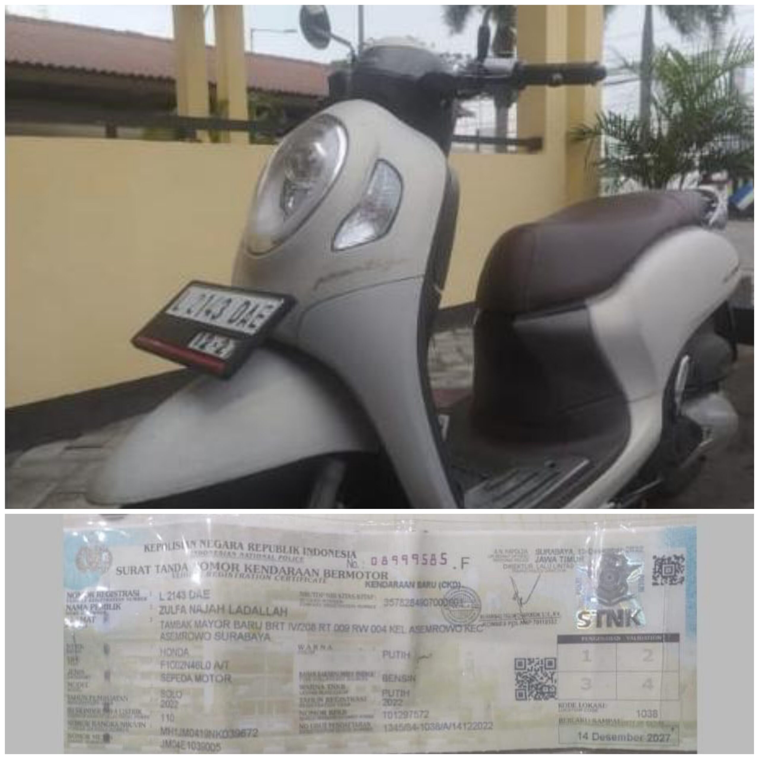 Foto; Barang Bukti Sepeda Motor 